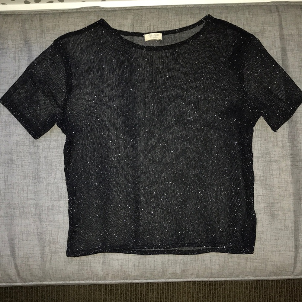 Sparkly black sheer top